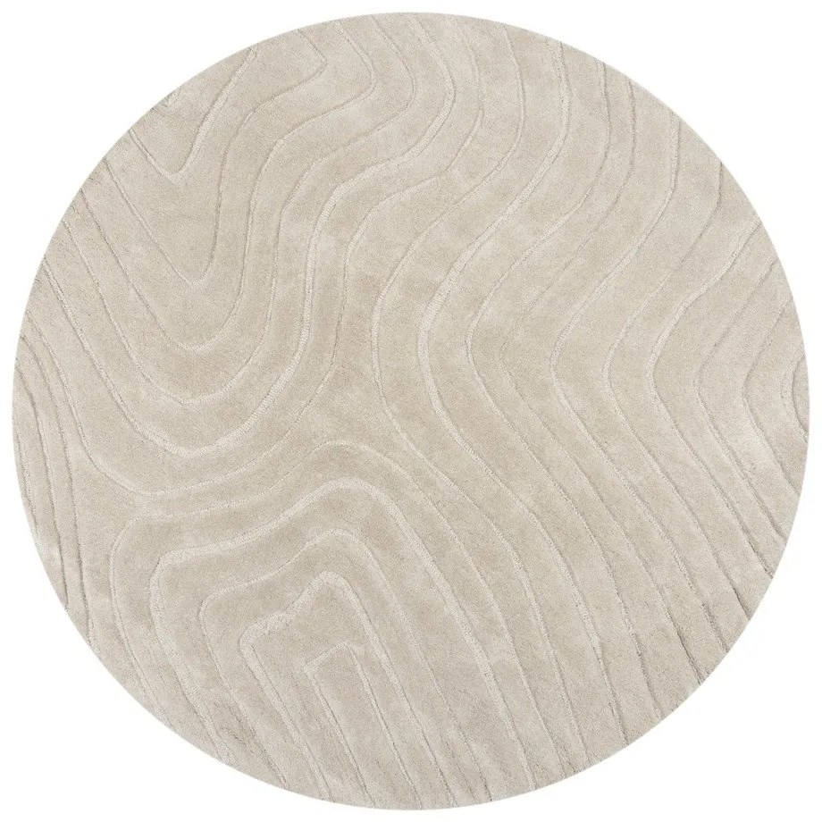Кремав ръчно изработен вълнен кръгъл килим ø 160 cm Mesmerise Natural – Flair Rugs