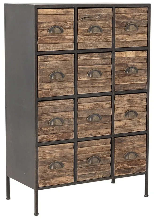 Метален скрин в черен и кафяв цвят 60,5x92x33,5 cm Matteo – Bloomingville