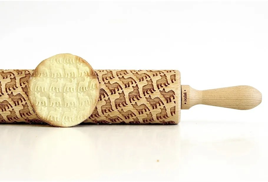 Дървен релефен валяк за тесто с френски булдог French Buldog - Valek