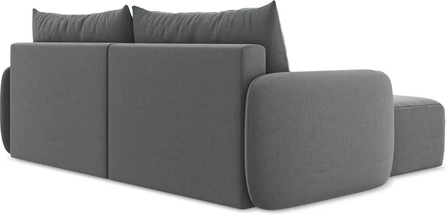 Сив кадифен сгъваем/с място за съхранение ъглов диван (ляв ъгъл) Kalena – Makamii