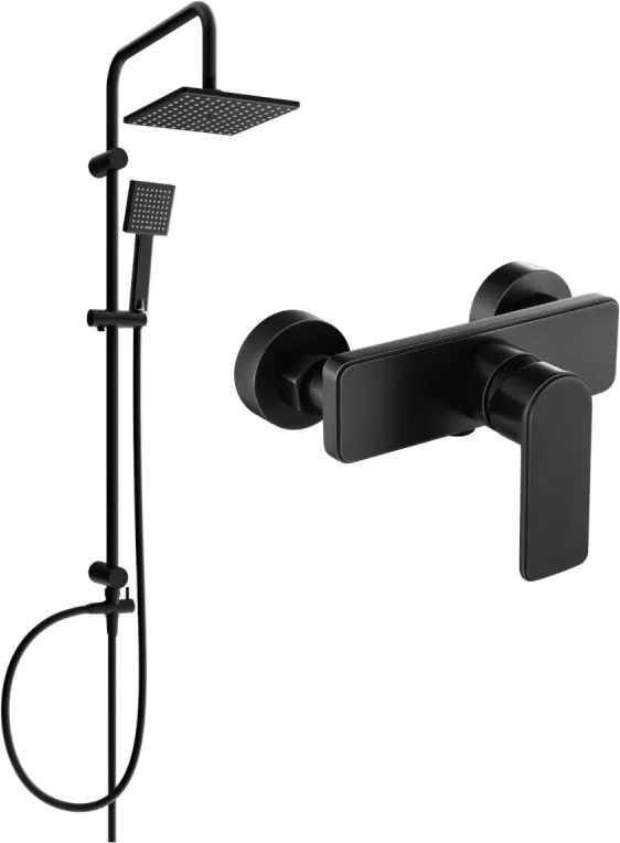 Mexen Tord комплект душ система за стенен монтаж с тропически душ и душ батерия Cetus, черен - 744340200-70