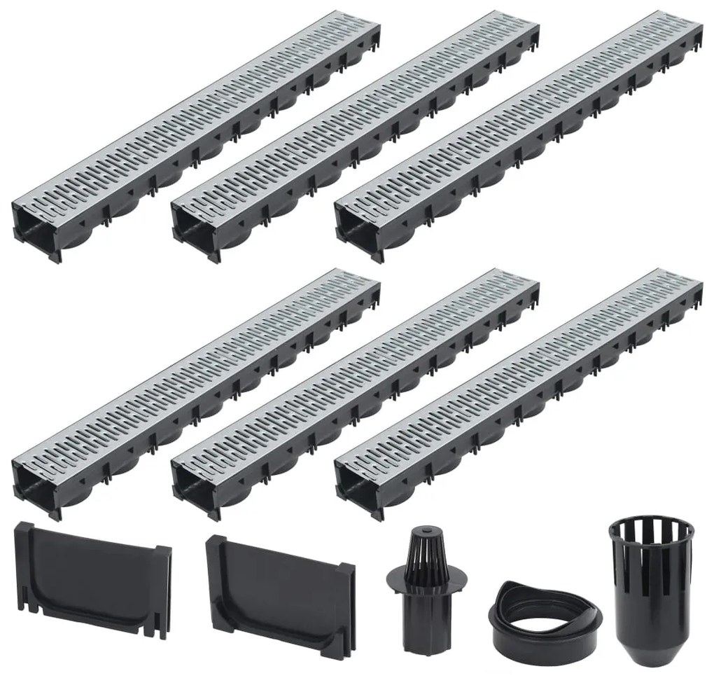 142879 vidaXL Дренажни канали, 6 бр, поцинкована стомана, 6 м