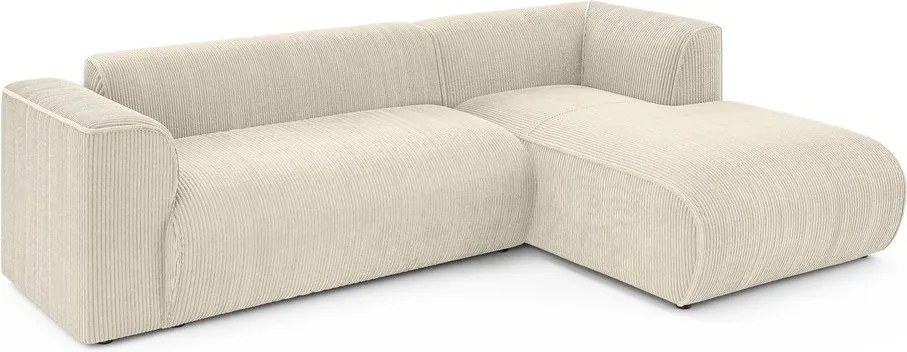 Бежов ъглов диван от рипсено кадифе (десен ъгъл) Merid – Ropez