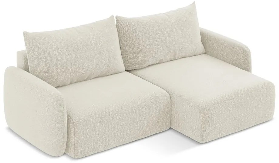 Кремав разтегателен ъглов диван с място за съхранение (десен ъгъл) Kalena – Makamii