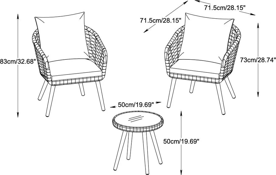 Светлосив градински комплект за отдих Bistro – Unique Furniture