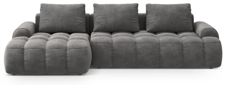 Сив кадифен сгъваем/с място за съхранение ъглов диван (ляв ъгъл) Linz – Cosmopolitan Design