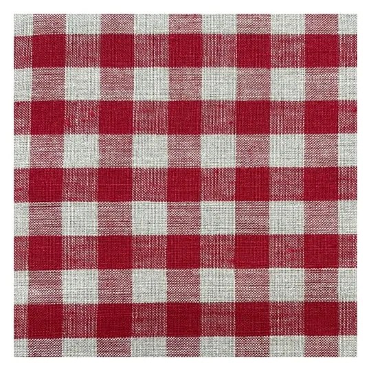 Червен ленен кръгъл килим за под елхата ø 125 cm Red Gingham – Linen Tales