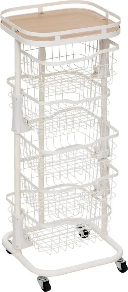 Кухненска количка 5five Balm, MDF и бял метал, 5 коша, 34.5x31x91 cm
