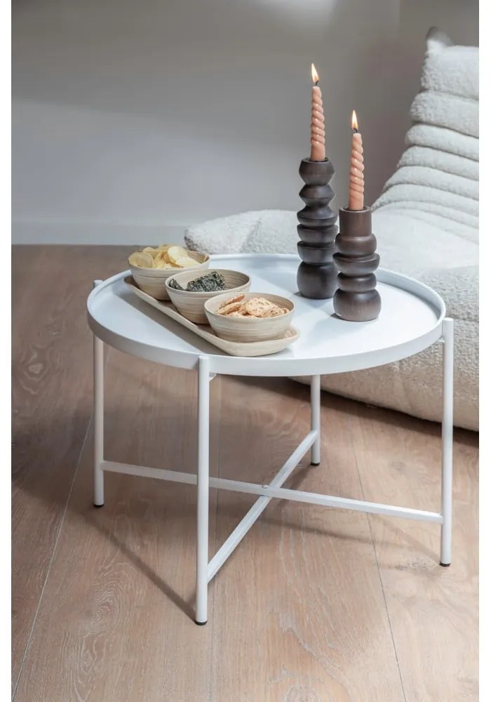 Бяла метална кръгла масичка за кафе ø 50 cm Meseta – Leitmotiv