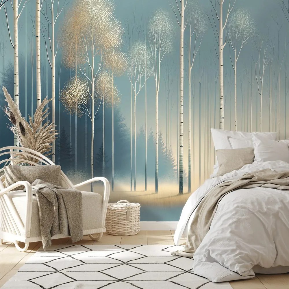 Самозалепващ тапет – Заснежена гора в мъгла