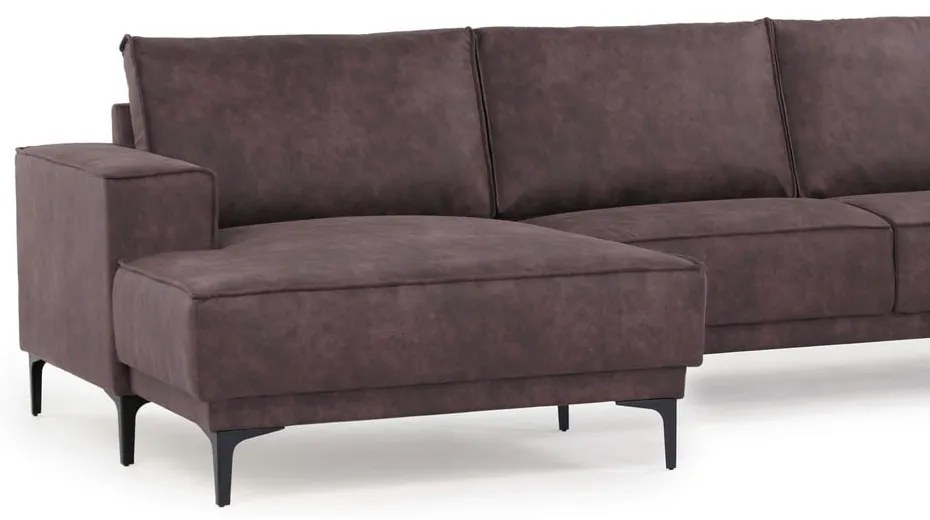 Тъмнокафяв ъглов диван от изкуствена кожа (ляв ъгъл) Copenhagen - Scandic