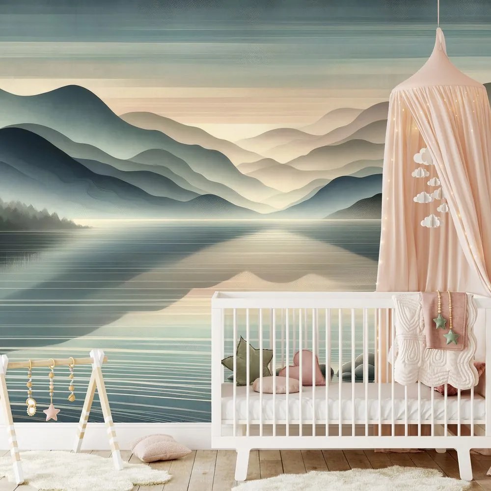 Самозалепващ тапет – Мъглива планинска панорама