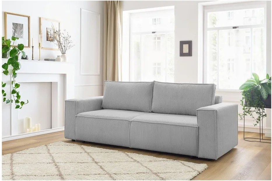 Светлосив диван от велур 245 cm Nihad - Bobochic Paris