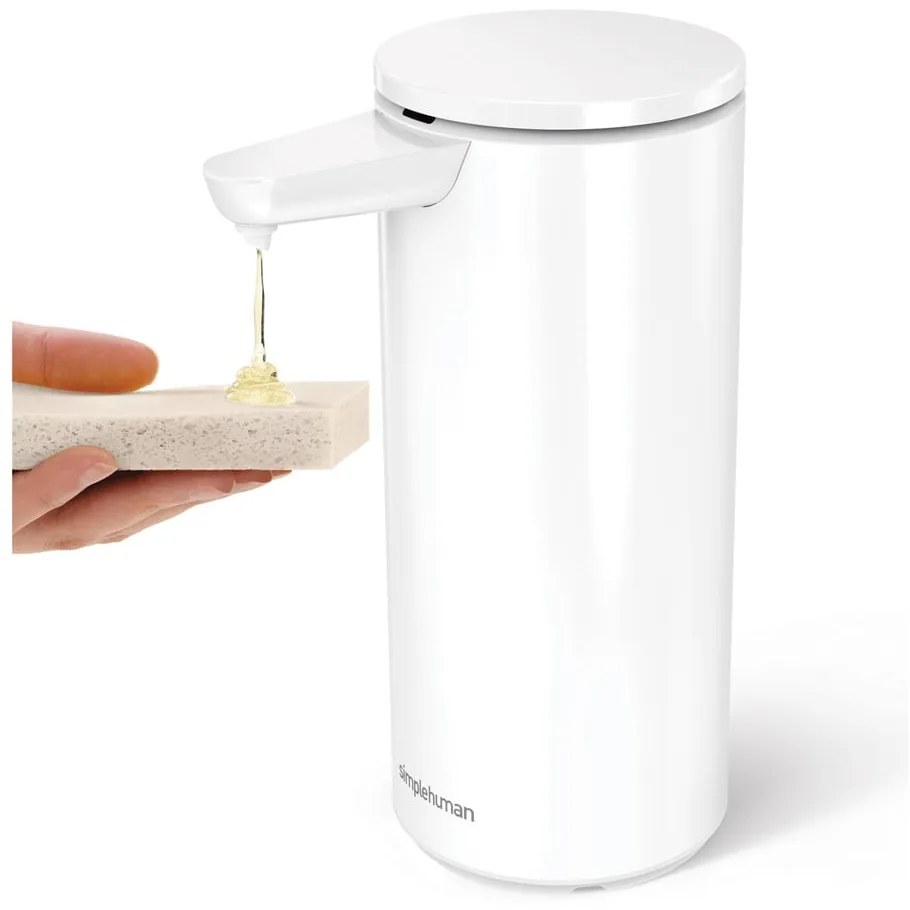 Бял автоматичен метален диспенсер за сапун 414 ml – simplehuman