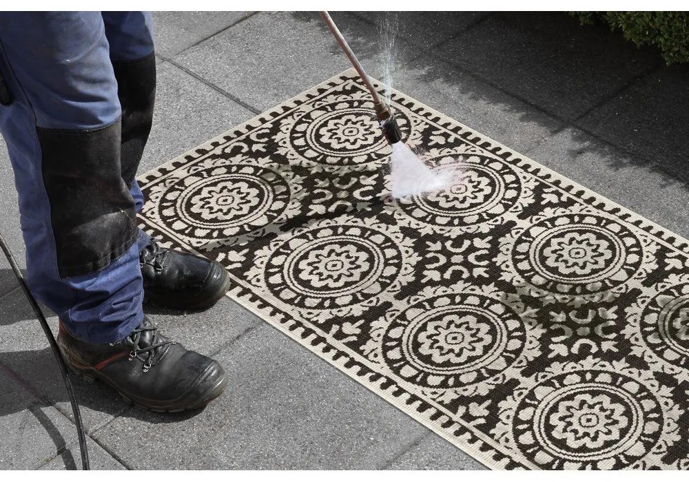 Черно-кремав килим за открито , 80 x 350 cm Jardin - NORTHRUGS