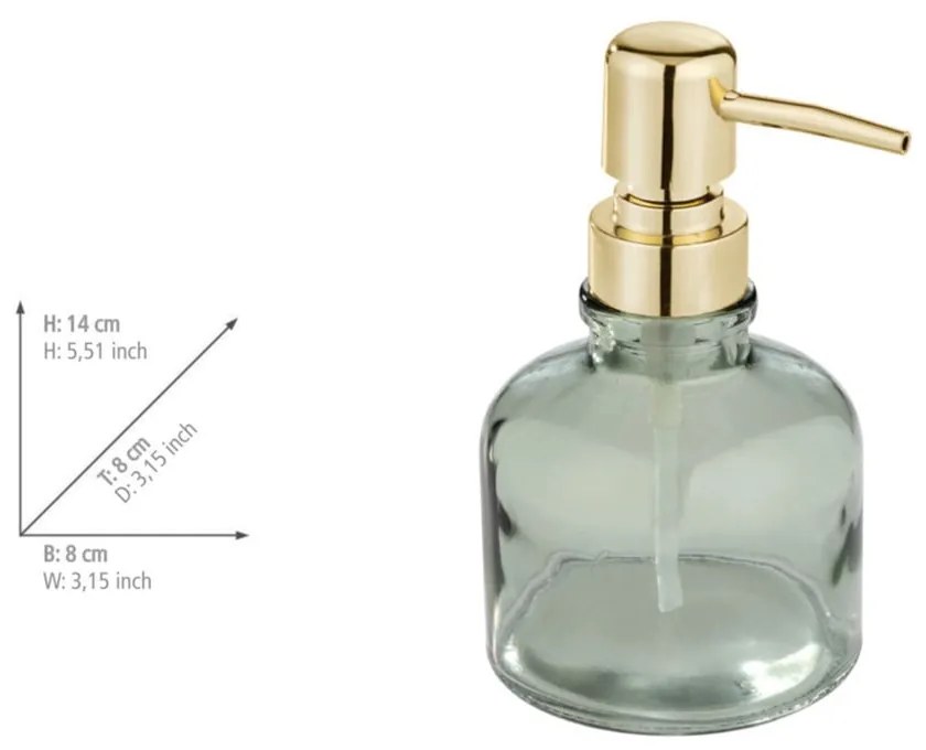 Стъклен диспенсер за сапун в цвят мента 200 ml Atessa – Wenko