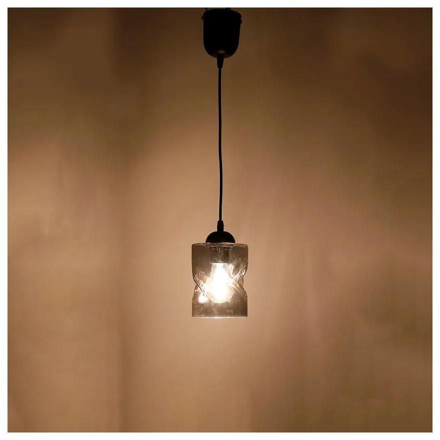 Черна висяща лампа със стъклен абажур ø 10 cm Felis - Candellux Lighting