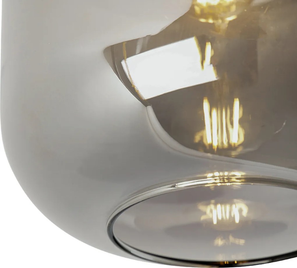 Дизайнерски таванна лампа черна & злато с опушено стъкло - Zuzanna