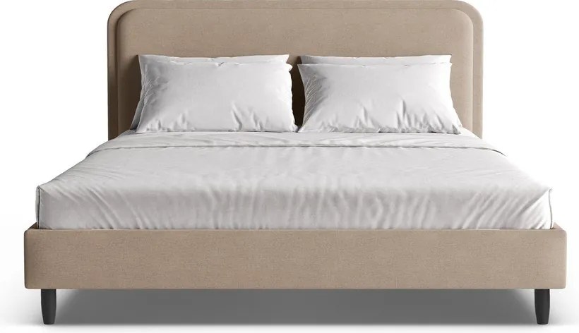 Сиво-бежово тапицирано двойно легло с включена подматрачна рамка 140x200 cm Aveline – Micadoni