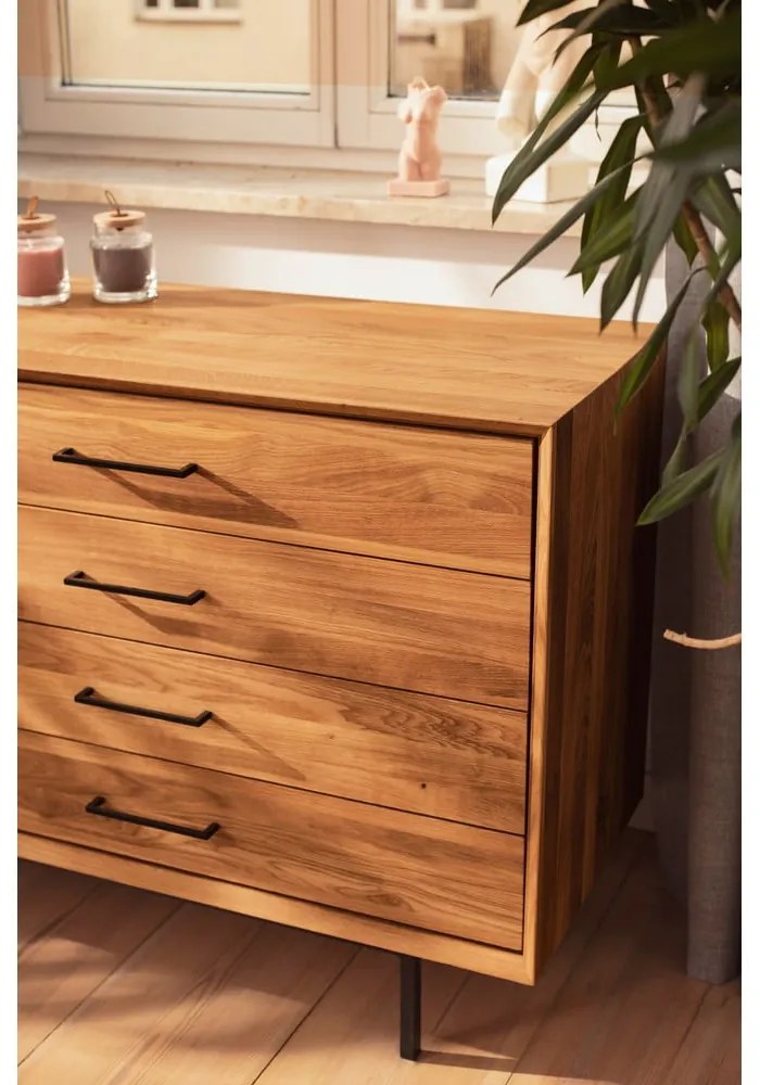 Висок скрин от дъбова дървесина в естествен цвят 97x95 cm Abies - The Beds