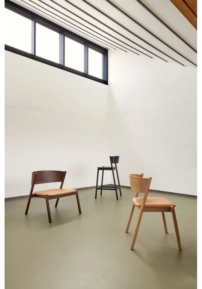 Черен бар стол от декор от дъб (височина на седалката 75 cm) Oblique – Hübsch