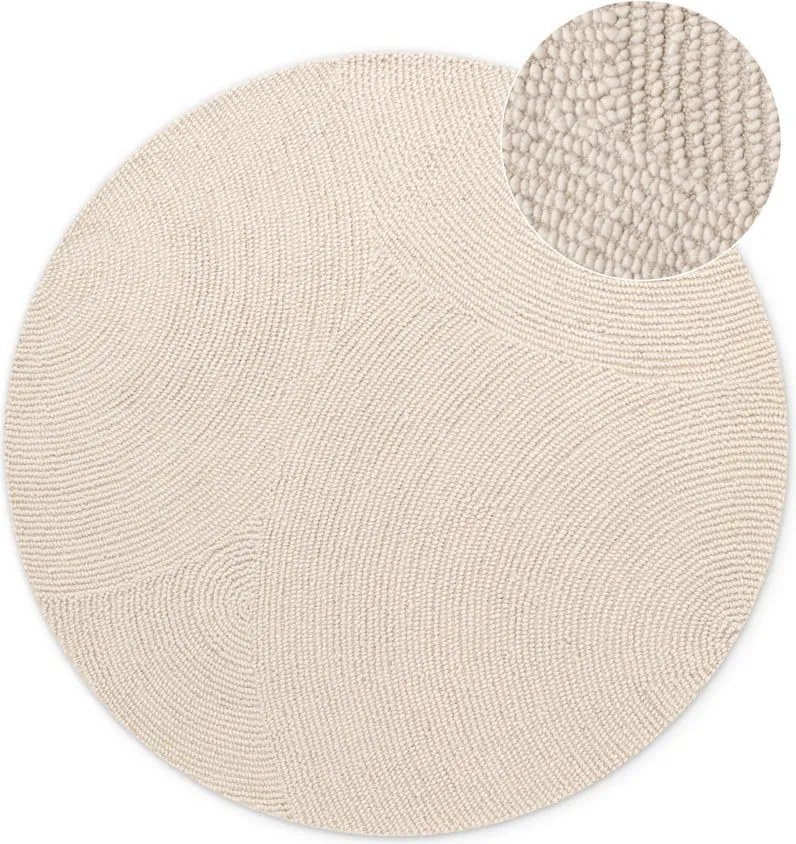 Ръчно изработен вълнен кръгъл килим в светло естествен цвят ø 150 cm Calmio – Hanse Home