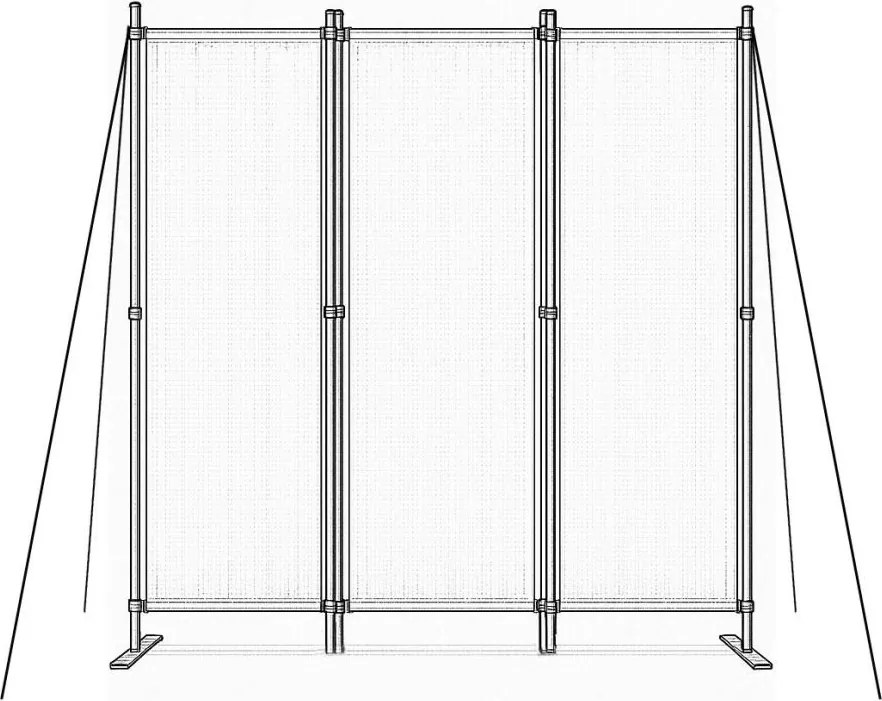 Градински 3-панелен сгъваем параван срещу вятър и слънце - 167 x 164 cm Сив
