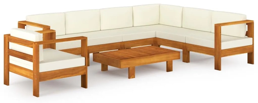 3057938 vidaXL Градински комплект с възглавници, 8 части, 100x60 см, акациево дърво