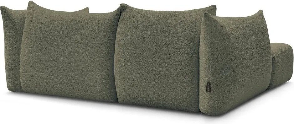 Зелен ъглов диван от прежда с примки от букле (ляв ъгъл) Azra – Bobochic Paris