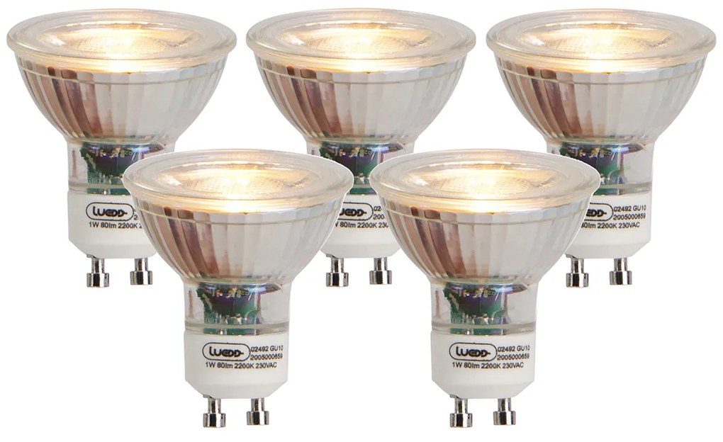 Комплект от 5 LED крушки GU10 Flame Filament 1W 80lm 2200K