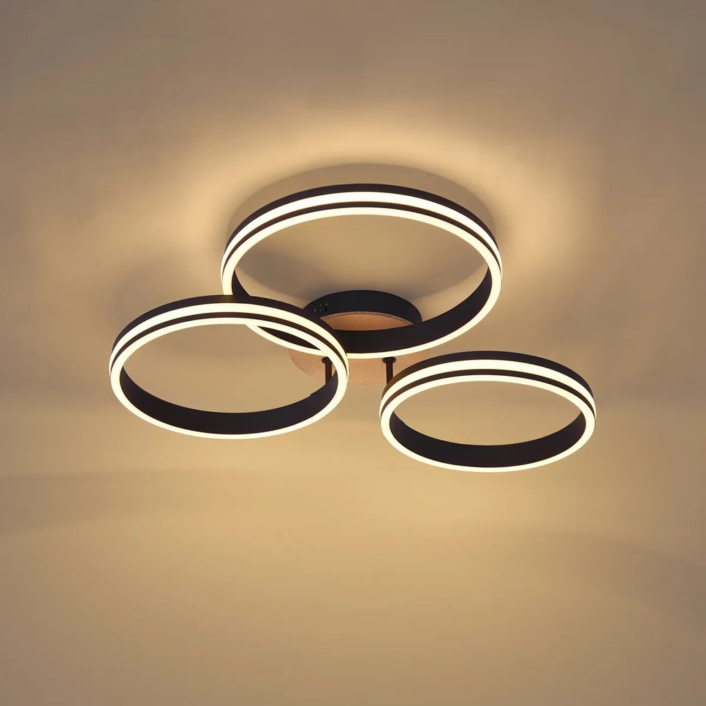 Плафон дърво вкл. LED 3-степенно димиране 3-лампи - Navara