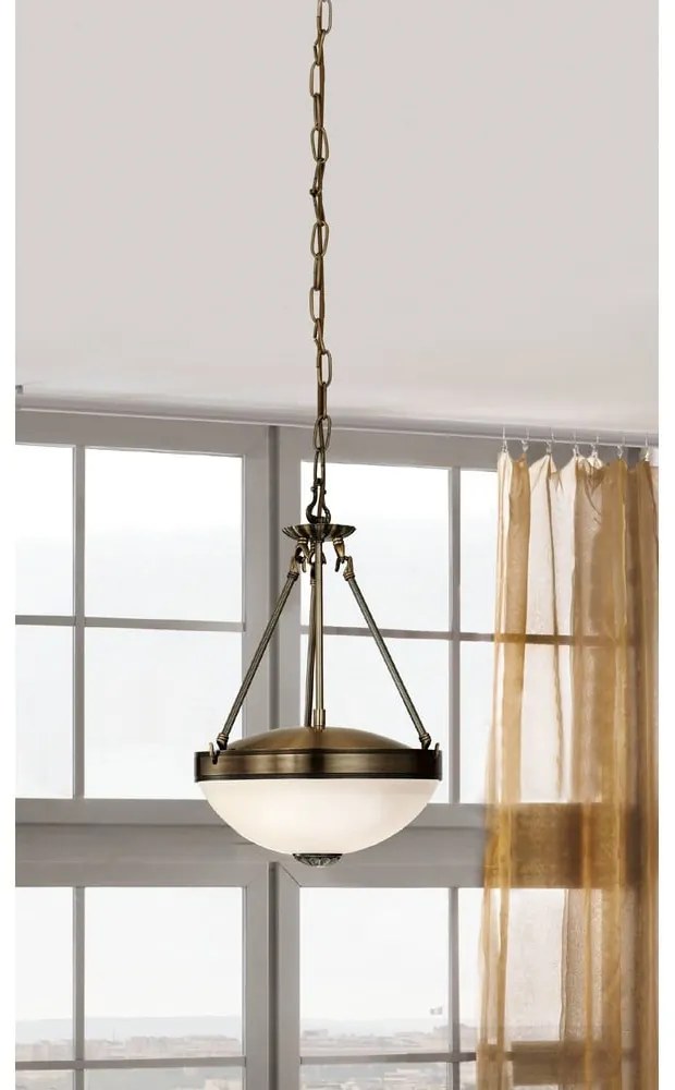 Бяло и златисто висящо осветително тяло със стъклен абажур ø 31 cm SAVOY – EGLO