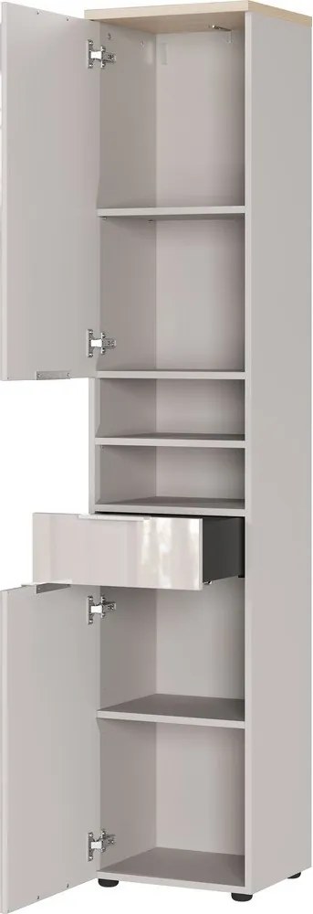 Кремав гланцов висок/тесен шкаф за баня 39x190 cm Tavira – Germania