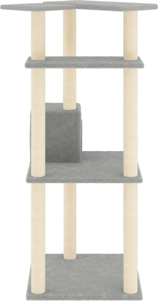 Котешко дърво със сизалени стълбове, светлосиво, 123 см