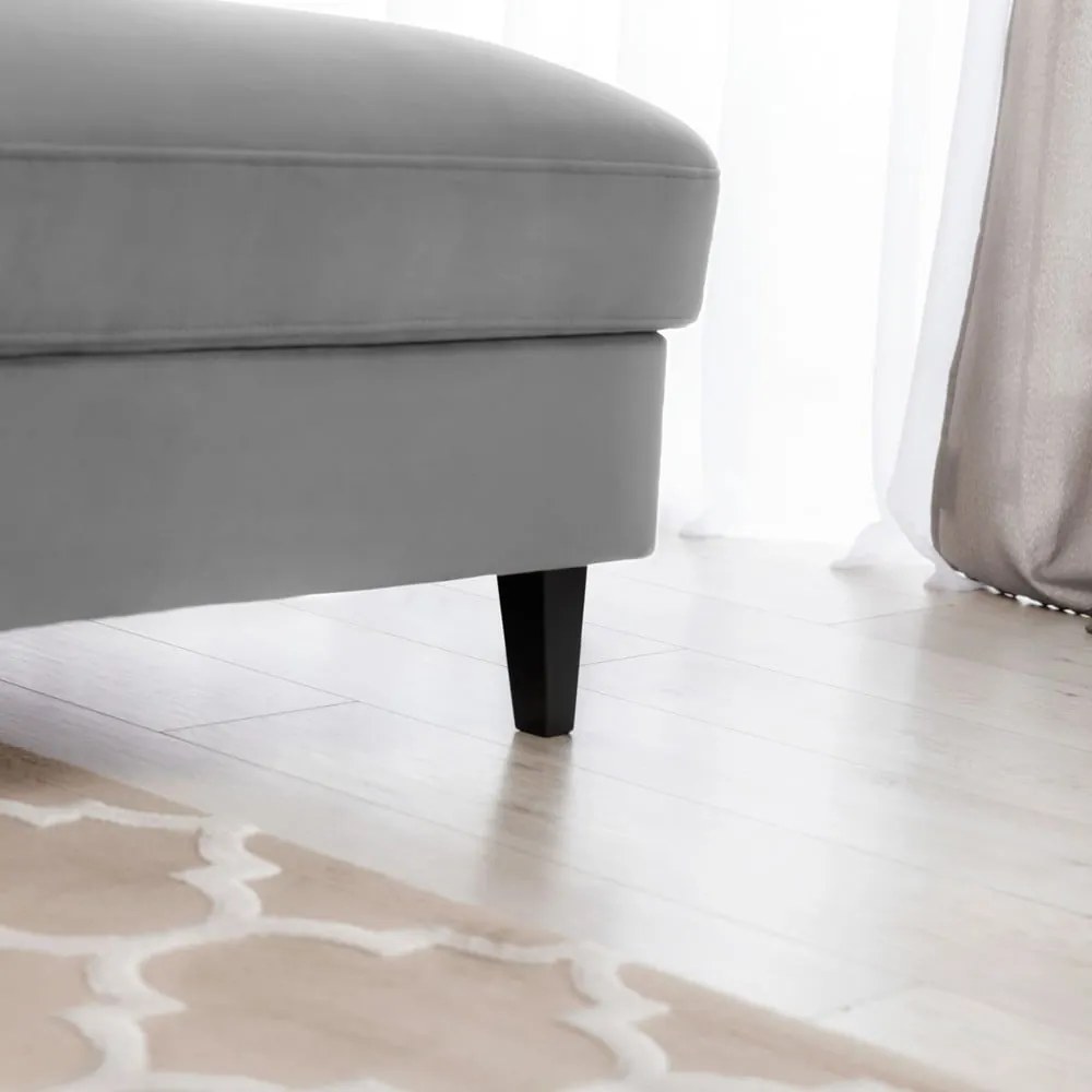 Сив кадифен разтегателен ъглов диван с място за съхранение (десен ъгъл) Foble – ELTAP