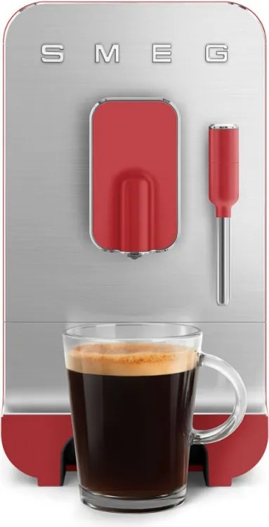 Еспресо машина SMEG Collezione BCC02RDMEU, 1350 W, 19 bar, 1.4 л, 8 функции, Вградена мелачка, Дюза за пара, Червен