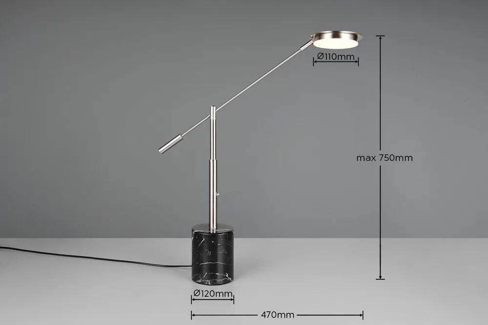 LED настолна лампа в черен и сребрист цвят (височина 65 cm) Fiore – Trio Select