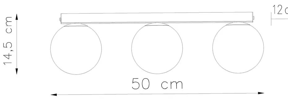 Черна лампа за таван със стъклен абажур ø 12 cm Umerta - Sollux