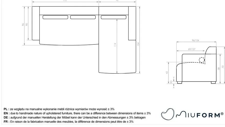 Зелен ъглов диван (десен ъгъл) Flex Felix – Miuform