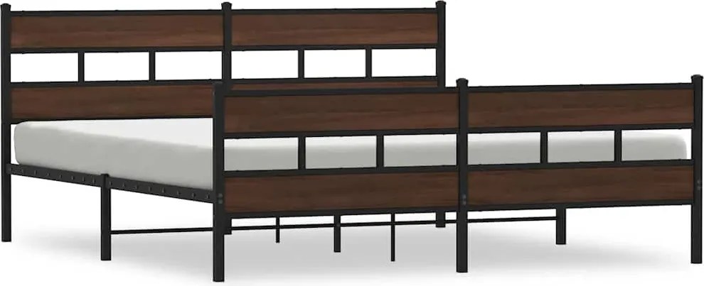 3308481 vidaXL Метална рамка за легло, без матрак, кафяв дъб, 200x200 см