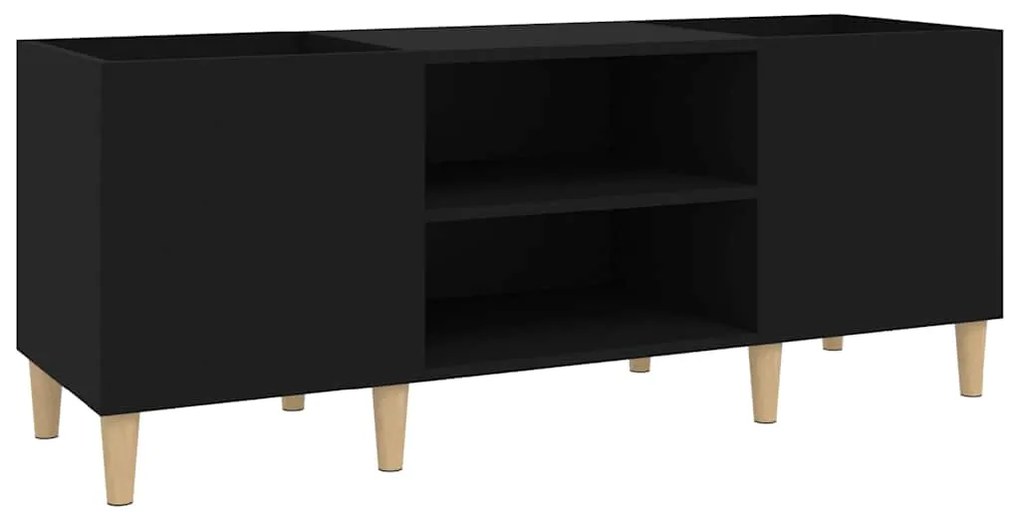 831926 vidaXL Шкаф за грамофонни плочи черен 121x38x48 см инженерно дърво