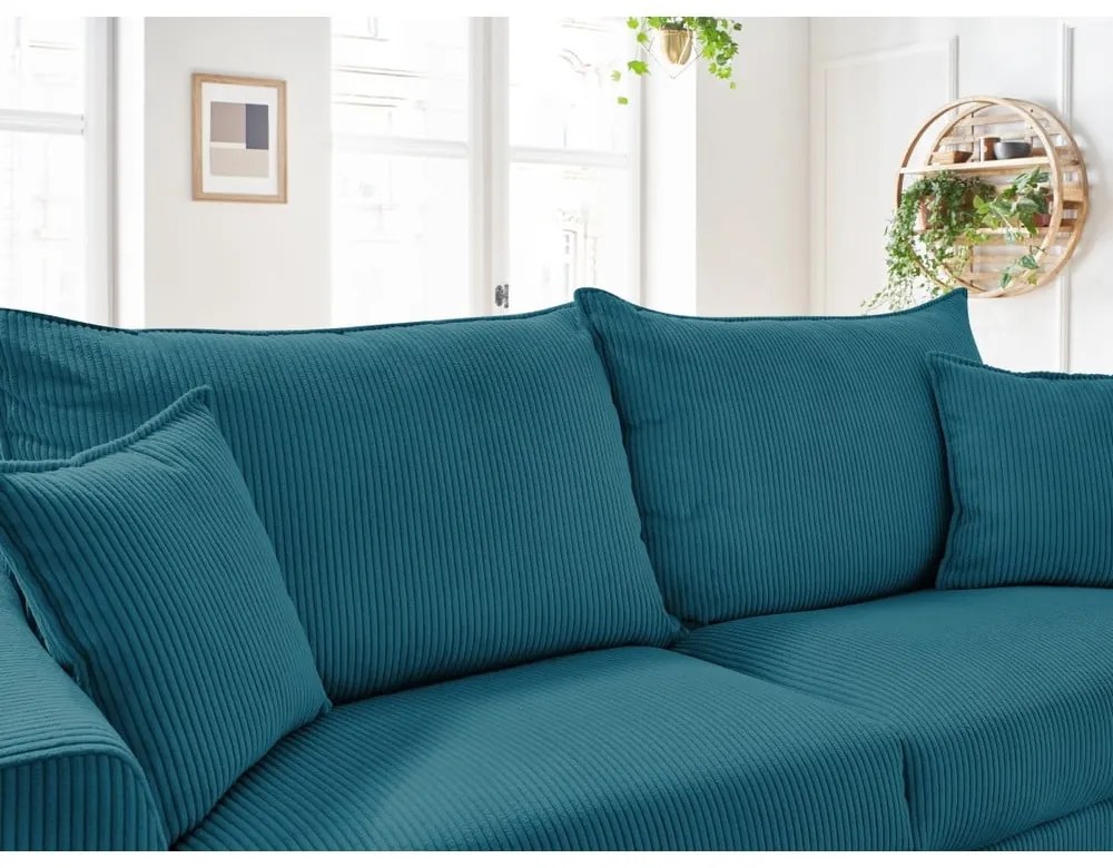 Син разтегателен диван от рипсено кадифе 225 cm Augustin – Bobochic Paris