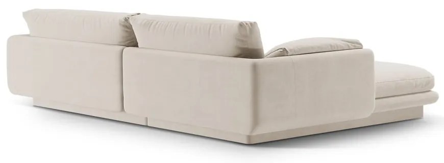 Бял кадифен ъглов диван (десен ъгъл) Torino – Micadoni