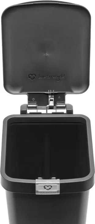 Кош за боклук с педал Brabantia StepUp 1008476, 10 л, Екологични материали, Голям отвор, Тъмносив