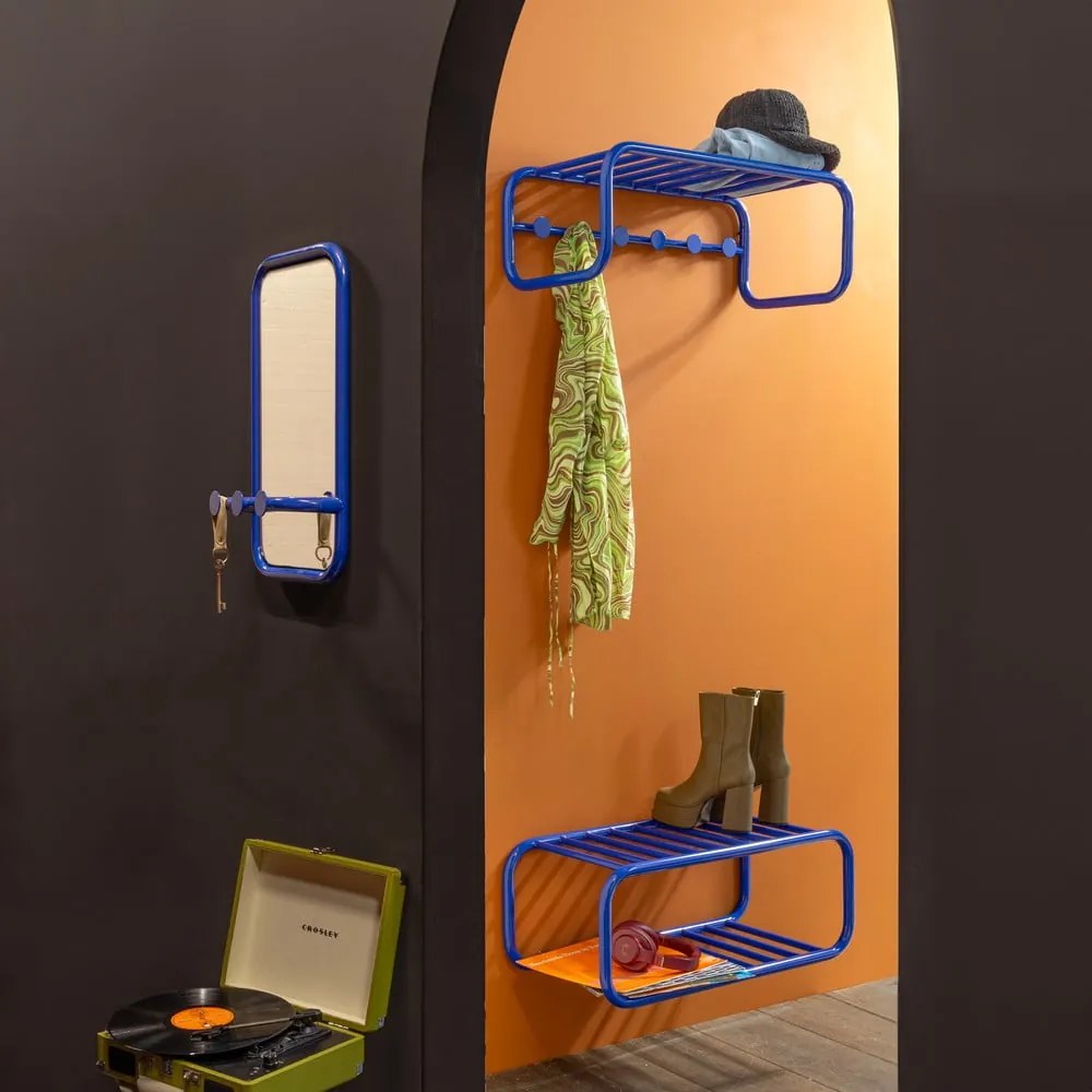 Синя метална стенна закачалка с рафт 72 cm Retro – Spinder Design
