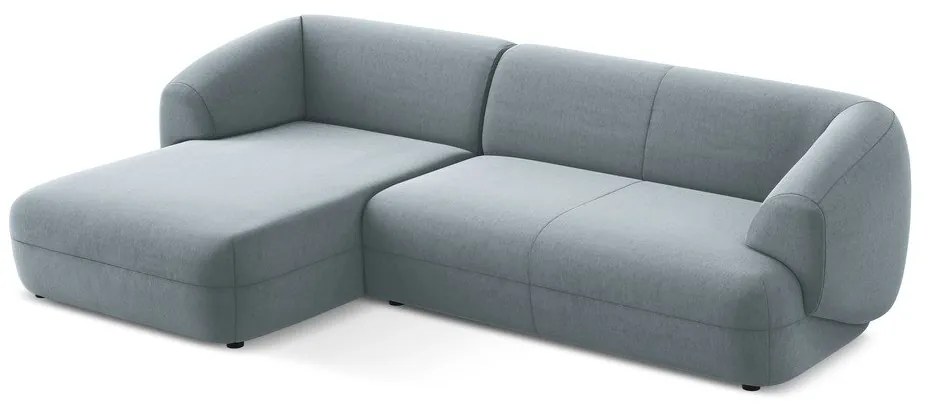 Светлосин кадифен ъглов диван (ляв ъгъл) Moana – Makamii