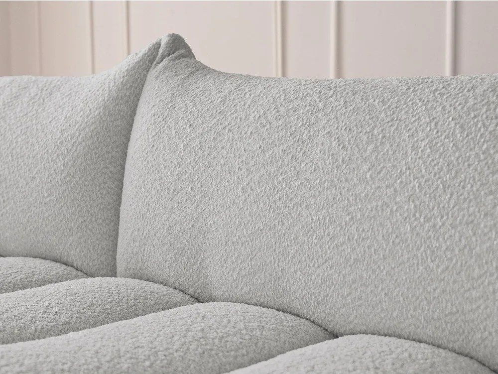 Светлосив ъглов диван от прежда с примки от букле (ляв ъгъл) Azra – Bobochic Paris