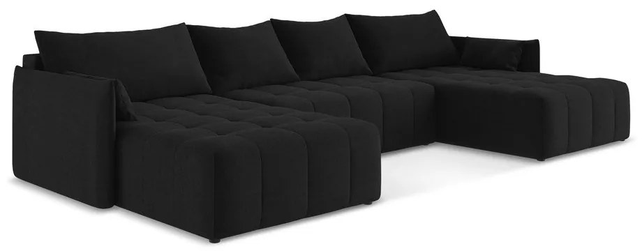 Черен разтегателен ъглов диван с място за съхранение (U форма) Moku – Makamii