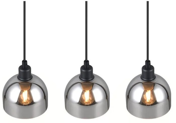Черно-сребристо висящо осветително тяло със стъклен абажур Molly – Trio