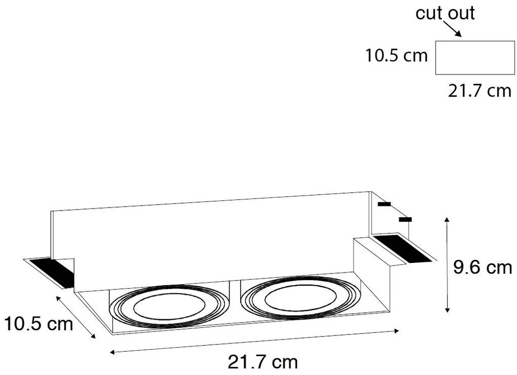 Вграден прожектор бял GU10 AR70 Trimless 2-светлина - Oneon